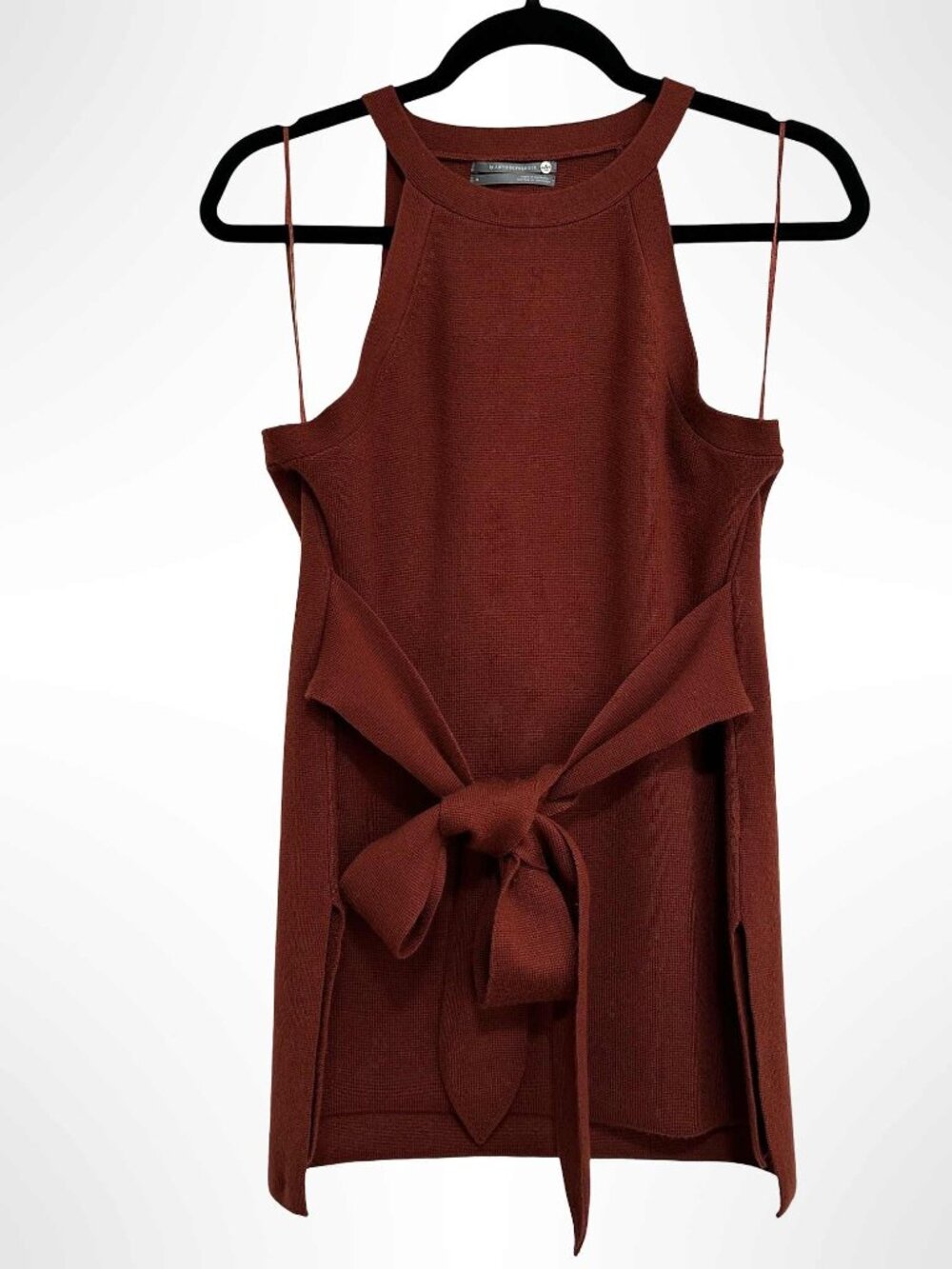 ANTHROPOLOGIE Annette Belted Knit Tank in Plum Brown / Rust Size S